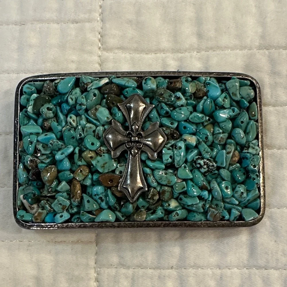 Belt Buckles Vintage Western Rhinestone Turquoise Statement Cowgirl Rodeo Bling